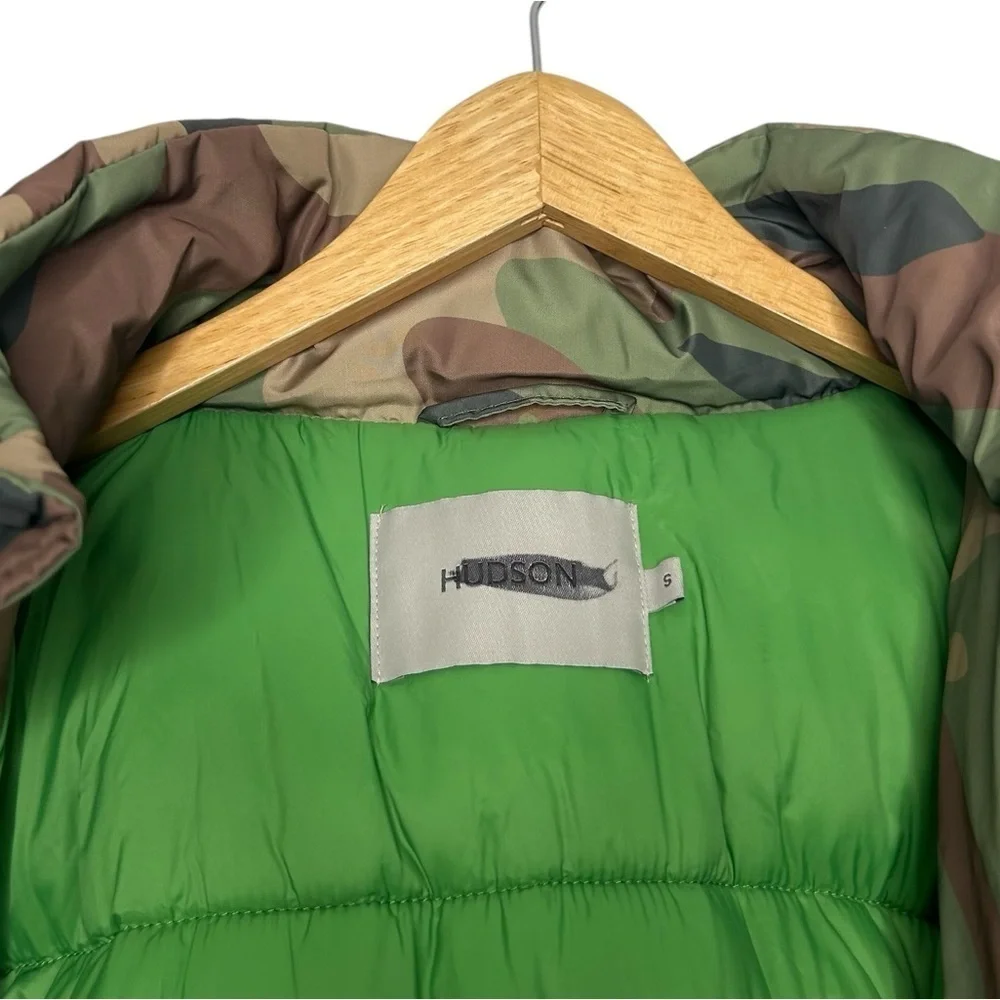 HUDSON JEANS Camo Quilted & Hooded Parka Puffer Men’s Winter Coat Size Small